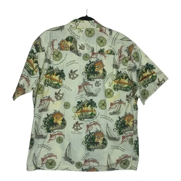 Jimmy Buffett Margaritaville XLarge Changes in Latitudes Hawaiian Shirt Cream - Picture 7 of 11